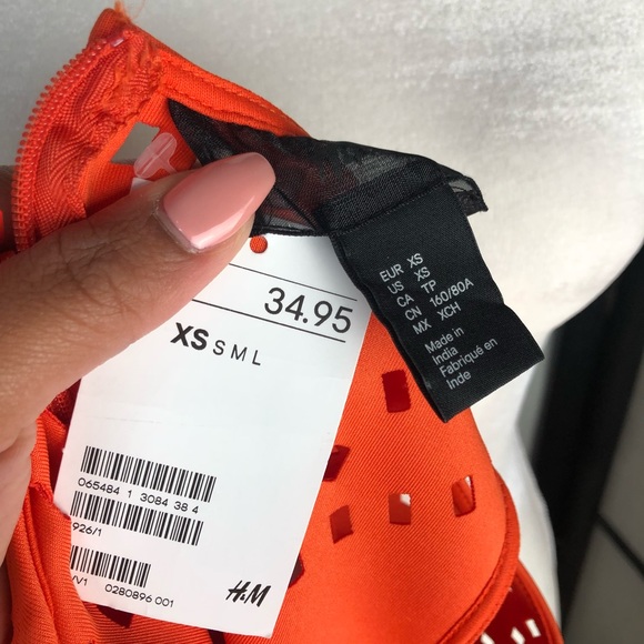 NWT H&M Orange Bodycon Laser Design Dress XS - Picture 5 of 5